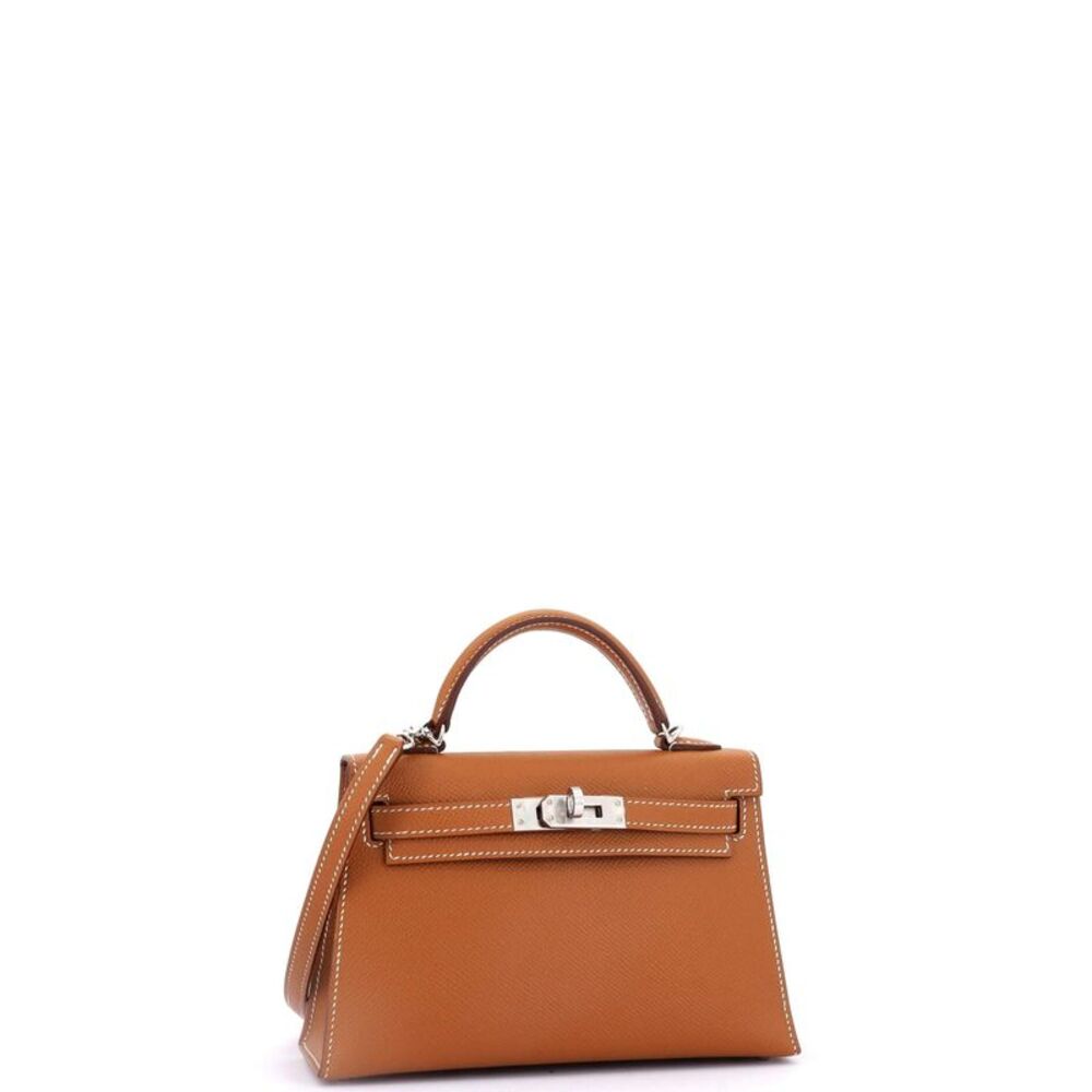 Hermes Kelly Mini II Bag Gold Epsom with Palladium Hardware 20 Brown - Picture 3 of 8